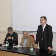 Da sinistra: Andrea Comboni, Cesare Segre, Maurizio Giangiulio, foto AgF Bernardinatti, archivio Università di Trento