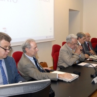 Da sinistra: Giuseppe Tognon, Davide Bassi, Paolo Prodi, Diego Quaglioni, Pietro Nervi, Paolo Pombeni