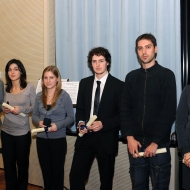 I migliori laureati. Da sinistra: Viviana Toss, Francesca Lorandini, Cristina Foss, Paolo Dorigato, Daniele Didino, Laura Begher