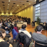 L'incontro con Romano Prodi, foto Roberto Bernardinatti, archivio Università di Trento