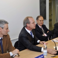Da sinistra: Paolo Collini, Giuseppe Nesi, Alberto Bradanini, Diego Quaglioni, foto Roberto Bernardinatti, archivio Università di Trento