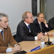 Da sinistra: Paolo Collini, Giuseppe Nesi, Alberto Bradanini, Diego Quaglioni, foto Roberto Bernardinatti, archivio Università di Trento