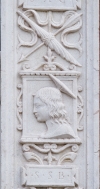 Giovanni Lorenzo Sormano, Portale (1535-1536), part., Condino, S. Maria Assunta,  Archivio Ufficio Inventariazione Beni Culturali Ecclesiastici, Arcidiocesi di Trento